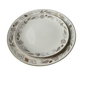 Franciscan Pottery China Gold Leaves Salad and Dinner Plate Set Gladding McBean